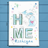 HOME in Michigan Tea Towel – Mitten Love
