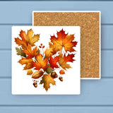 Fall in Love Leaf Heart Absorbant Stone Coaster
