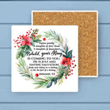 Rejoice Behold Your KING Christmas Absorbant Stone Coaster