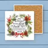 The WORD Became Flesh Christmas Absorbant Stone Coaster
