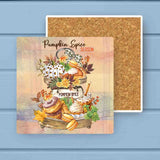 Tea Party Tiered Tray Pumpkin Spice Season Stone Coaster