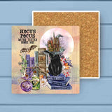 Black Cat Approved Spellbooks Halloween Stone Coaster