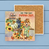 Autumn Acres Dog Cat Pumpkin Farm Rustic Stone Coaster