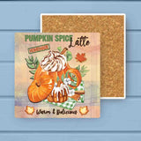 Pumpkin Spice Latte Vintage Fall Absorbant Stone Coaster