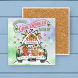 Gingerbread House Pickup Truck Winter Stone Coaster