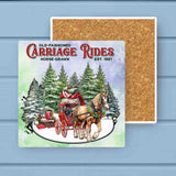 Farmhouse Horse & Carriage Rides Christmas Stone Coaster