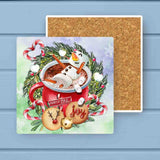 Snowman Hot Chocolate & Cookies Christmas Stone Coaster