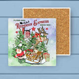 Vintage Santa Reindeer Express Christmas Stone Coaster