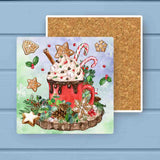 Old Fashion Woodland Winter Hot Cocoa Stone Coaster