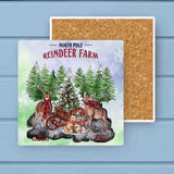 North Pole Reindeer Farm Christmas Absorbant Stone Coaster