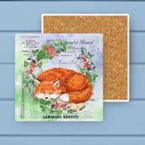 Winter Wreath Sleeping Fox Vintage Absorbant Stone Coaster