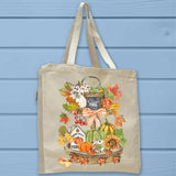 Welcome Fall Tiered Pumpkin Farmhouse Tote Bag - Unisex