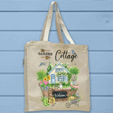 Floral Garden Summer Cottage Full Gusseted Organic Tote Bag