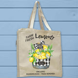 Plaid Farmhouse Lemon Bucket Full Gusseted Organic Tote Bag