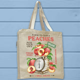 Farm to Table Peaches Rustic Full Gusseted Organic Tote Bag