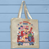 Patriotic Dog in Vintage Red Pickup Truck Tote Bag - Unisex