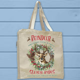 Reindeer Sleigh Rides Wreath Christmas Tote Bag - Unisex