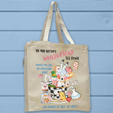 Mad Hatter's Tea Room Vintage Full Gusseted Organic Tote Bag