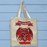 Warlock D20 Fantasy RPG Full Gusseted Organic Tote Bag