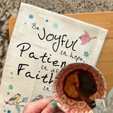 Be Joyful Tea Towel – Bible Verse Bird Gift – Avery's Home
