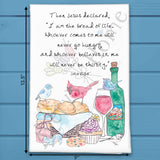 Food, Wine & Jesus Tea Towel – Faithful Kitchen Decor – Avery's Home