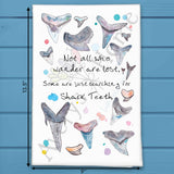 Shark Tooth Hunter Tea Towel – Beach Adventure Gift – Avery's Home