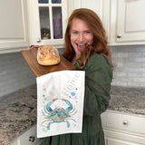 Blue Crab Tea Towel – Coastal Kitchen Gift – Avery's Home