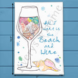 Beach & Wine Tea Towel – Ocean Escape Gift – Avery's Home