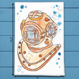 Vintage Scuba Helmet Tea Towel – Nautical Decor – Avery's Home