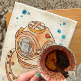 Vintage Scuba Helmet Tea Towel – Nautical Decor – Avery's Home