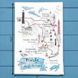 Florida Lighthouses & Wildlife Tea Towel – Illustrated Gift – Avery's Home