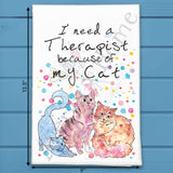 Cat Therapist Tea Towel – Whimsical Feline Humor – Avery's Home