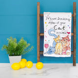 Cat Drinking Buddy Tea Towel – Whimsical Cocktail Gift – Avery's Home