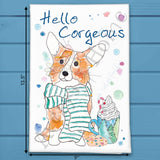 Corgi & Cocoa Tea Towel – Cute Winter Dog Gift – Avery's Home
