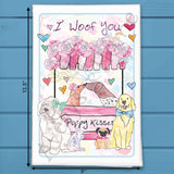 Valentine Dog Booth Tea Towel – Puppy Love Gift – Avery's Home