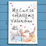 Valentine Cat Tea Towel – Whiskered Love Gift – Avery's Home
