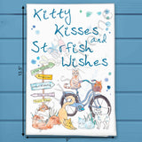 Beach Cat Tea Towel – Kitty Kisses Coastal Decor – Avery's Home
