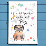 Pug Tea Towel – Wrinkles, Wiggles & Love – Avery's Home