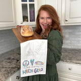 Peace Love King Cake Tea Towel – Mardi Gras Gift – Avery's Home