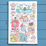 Colorful Birdhouses Tea Towel – Backyard Decor – Avery's Home