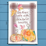 Gather Here Tea Towel – Thanksgiving Kitchen Quote – Avery's Home