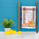 Gather Here Tea Towel – Thanksgiving Kitchen Quote – Avery's Home