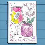 Here for the Boos Tea Towel – Halloween Cocktail Humor – Avery's Home