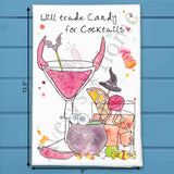 Will Trade Candy for Cocktails Tea Towel – Party Decor – Avery's Home