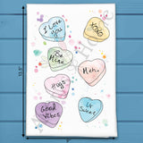 Conversation Hearts Tea Towel – Valentine Decor – Avery's Home