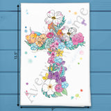 Flower Cross Tea Towel – Easter Christian Decor – Avery's Home