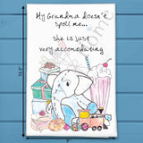 Accommodating Grandma Tea Towel – Playful Family Humor – Avery's Home