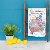 Yarn Is Cheaper Tea Towel – Funny Knitting Decor – Avery's Home