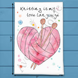 Knitting Love Language Tea Towel – Yarn Craft Decor – Avery's Home