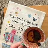 One Stitch at a Time Tea Towel – Crafting Quote Decor – Avery's Home